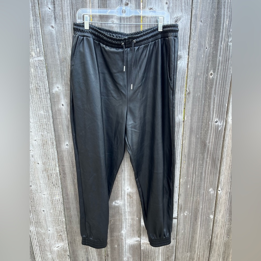 Avec Les Filles Faux Leather Joggers